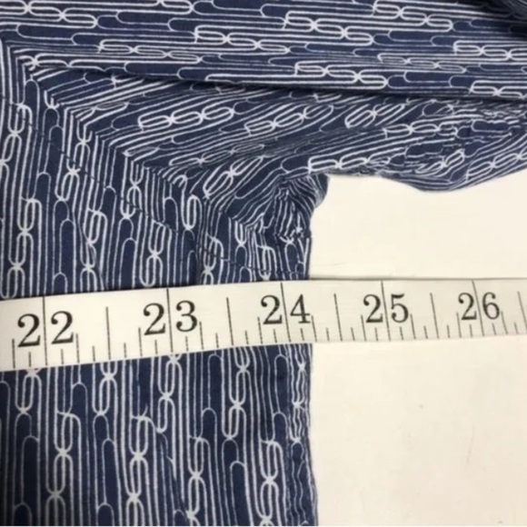Bugatchi Long Sleeve Geometric Print Navy Button Up Shirt, size M - Picture 8 of 10